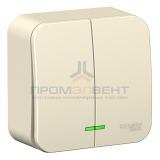 Выключатель 2-клавишный с подсветкой (cх.5) Blanca Schneider Electric 10А 250В молочный из.пластина
