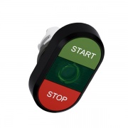 Кнопка двойная ABB MPD4-11G (зеленая/красная) зеленая линза с текстом (START/STOP)